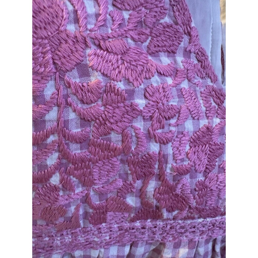 J Marie Pink Gingham Embroidered Charlotte Mini Dress, sz M, Preppy Summer Pink - Picture 3 of 9